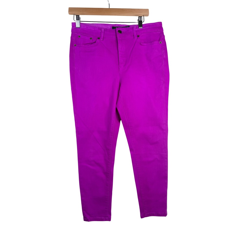 Lauren Ralph Lauren Womens Premier Skinny Cropped Denim Jeans size 10P Pink
